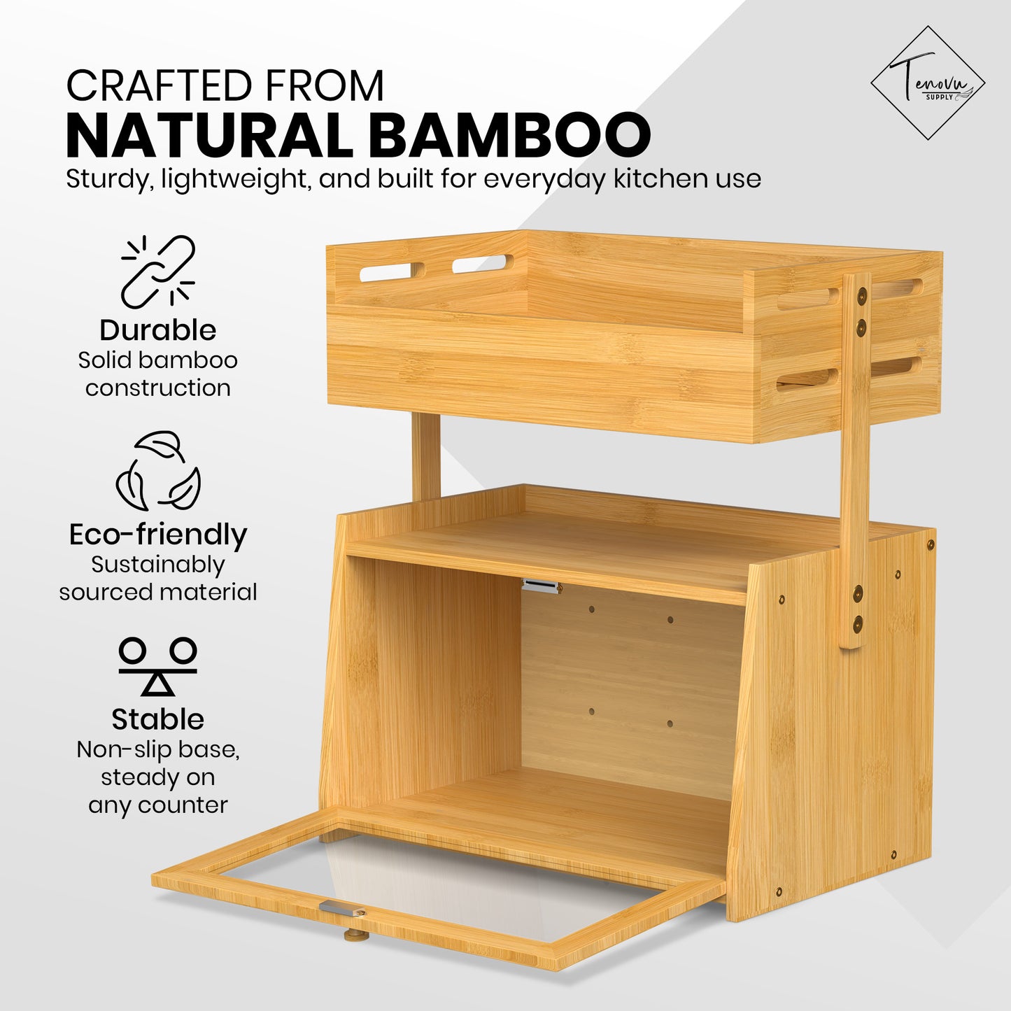 2-in-1 Bamboo Bread Box & Fruit Basket