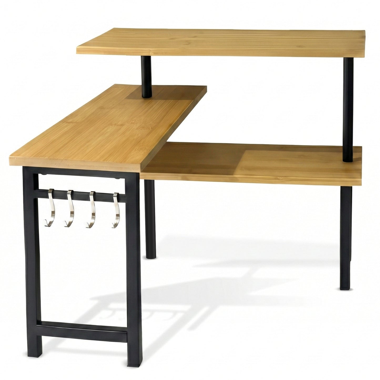 3 Tier Bamboo Corner Shelf with Extended Top Tier